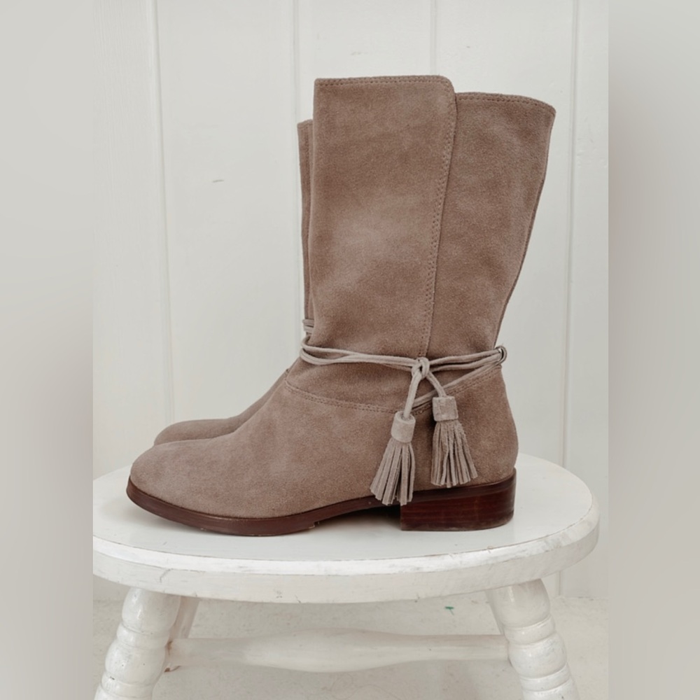 Lands’ End Suede Boot Western Fringe Tassle Western Yellowstone Women 6 Boho